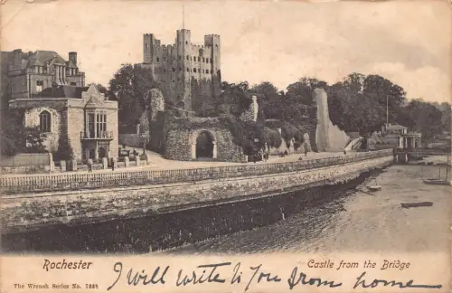 A889 England 1904 Rochester Castle von Bridge Vintage Postkarte