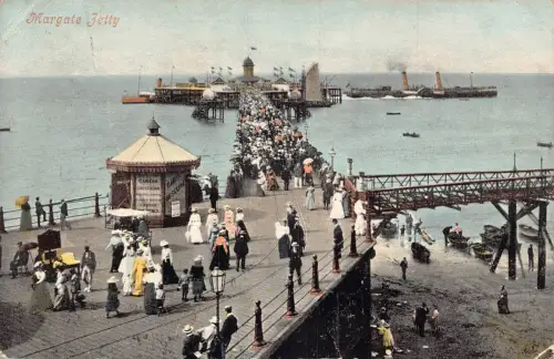 A890 England 1906 Margate Jetty Steamboat Vintage Postkarte