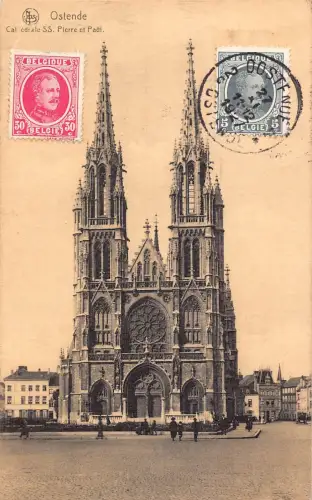 Belgien 1927 Ostende SS Pierre et Paul Kathedrale Vintage Postkarte