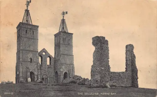 A891 England Reculver Herne Bay Vintage Postkarte