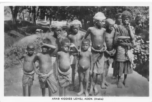 A895 Jemen Arabische Kiddies Lehej Aden Ethnische Ureinwohner RPPC Postkarte