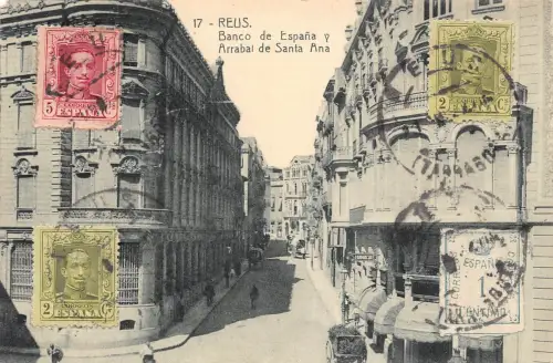 Spanien 1926 Reus Banco de Espana Arrabal de Santa Ana Bank Vintage Postkarte