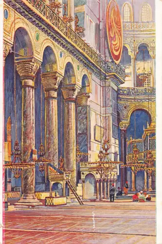 Türkei Konstantinopel Istanbul Innenraum Moschee Ste Sophie Vintage Postkarte