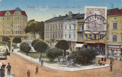 Polen 1927 Przemysl Plac na bramie Platz Vintage Postkarte