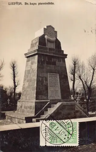 Lettland 1928 Liepaja Libau Br Kapu Piemineklis Denkmal Vintage Postkarte