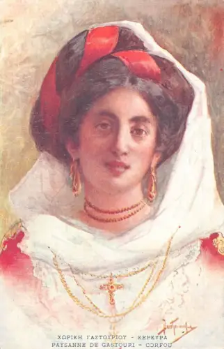 L329 Griechenland Bauernmädchen Gastouri Korfu Nationaltracht Portrait Postkarte