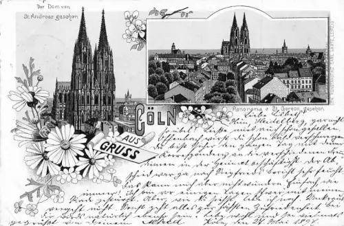 L075 Deutschland 1897 Gruss aus Köln Köln Jugendstil Litho AK