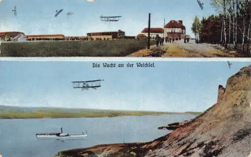 L018 Polen Weichsel 1916 1. Weltkrieg Flugzeug Vintage Feldpostkarte