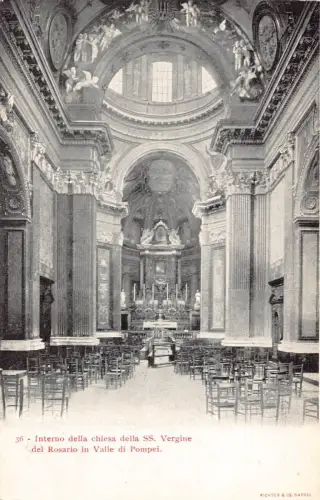 A084 Italien Kirche Innenraum SS Vergine del Rosario Valle di Pompei Stuhl AK