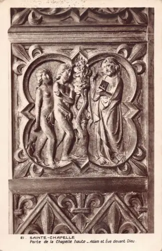 A085 Frankreich Paris Sainte Chapelle Tor Tür Adam und Eva Skulptur Postkarte