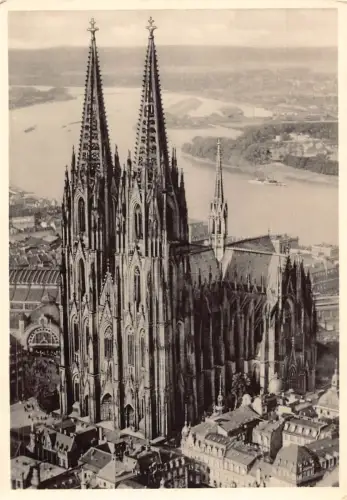 A083 Deutschland Kölner Dom Luftaufnahme RPPC Vintage Postkarte