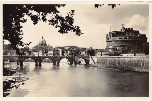 A900 Italien Roma Rom Schloss und San Angelo Brücke RPPC Vintage Postkarte