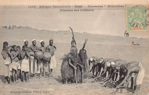 A902 Sudan 1907 Miniankas Dancers Feetiches des Cultures Ureinwohner Ethno Postkarte