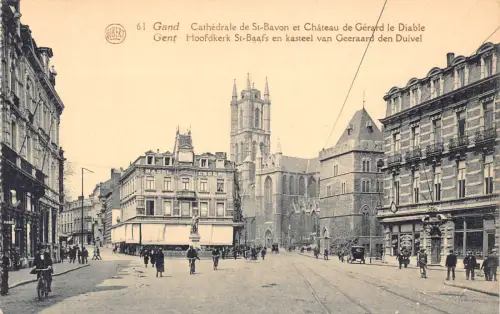 A903 Belgien Gand Gent Kathedrale St. Bavon Schloss Gerard le Diable Postkarte