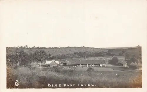 B643 Papua Neuguinea Blue Post Hotel RPPC Postkarte