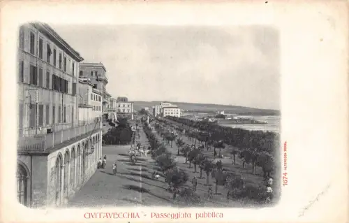 B176 Italien Civitavecchia Passeggiata pubblica Vintage Postkarte