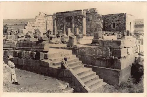B176 Palästina Galiläa ausgegrabene Synagoge Capharnaum RPPC Postkarte