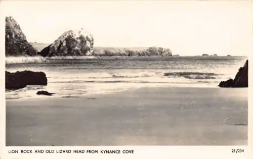 A905 England Löwenfelsen und alter Echsenkopf aus Kynance Cove Vintage Postkarte