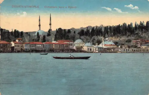 A906 Türkei Istanbul Konstantinopel Cimetiere turca Eyoun Boot Postkarte