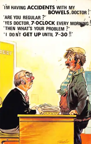 A909 Comic Humor Bamforth Darmunfälle, Arzt! Postkarte Pacient Hospital