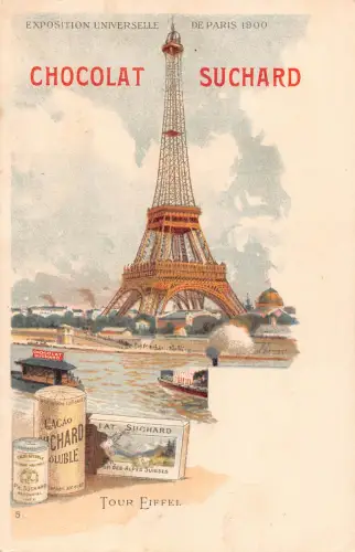 Werbung Schokolade Suchard Frankreich Paris 1900 Tour Eiffel Expo Postkarte B979