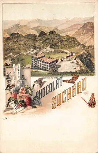 Werbung Schokolade Suchard Schweiz Rochers de Naye Schmetterling Postkarte B979