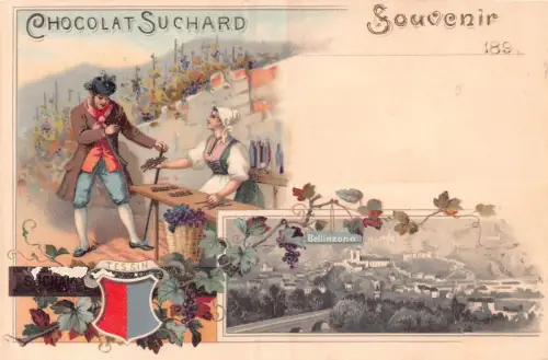 Werbung Schokolade Suchard Schweiz Bellinzona Weinberg Postkarte B978
