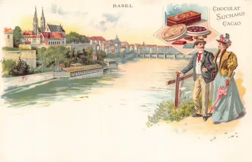 Werbung Schokolade Suchard Schweiz Paar Liebe Basel Postkarte B978