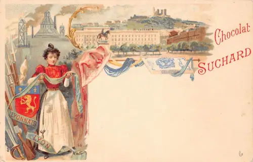 Werbung Schokolade Suchard Frankreich Lyon Lyonnais Industriepostkarte B978