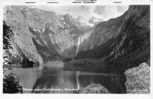 L343 Deutschland Obersee gegen Teufelshoerner u Roetbachfall See Vintage AK