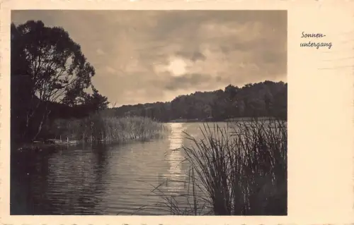L343 Deutschland 1936 Sonnenuntergang Sonnenuntergang Fluss Donauwörth Vintage Postkarte