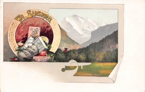 Werbung Schokolade Suchard Schweiz Jungfrau Berggipfel Postkarte B977