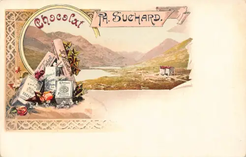 Werbung Schokolade Suchard Schweiz Berninasee Postkarte B977