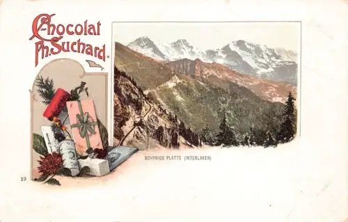 Werbung Schokolade Suchard Schweiz Schynige Teller Interlaken Postkarte B977