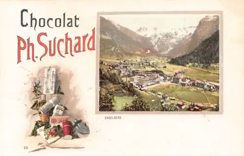 Werbung Schokolade Suchard Schweiz Engelberg Gesamtansicht Postkarte B977