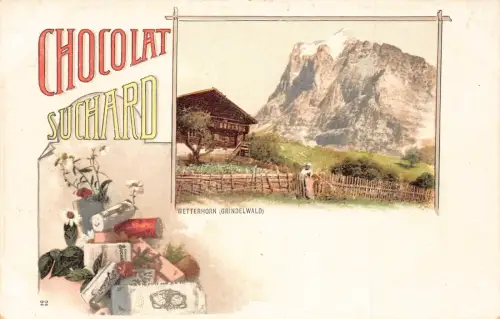 Werbung Schokolade Suchard Schweiz Wetterhorn Grindelwald Postkarte B977