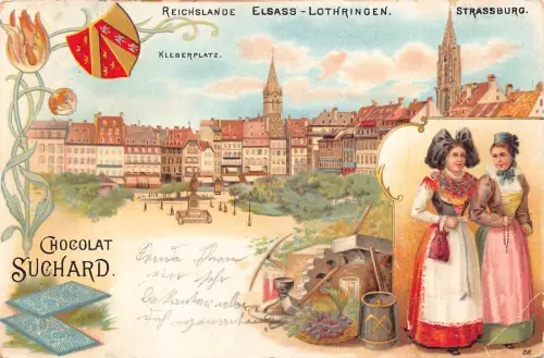 Werbung Schokolade Suchard Frankreich Strassburg Straßburg Volks-Postkarte B977