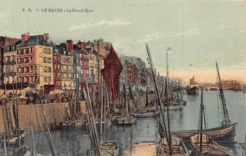 A912 Frankreich Le Havre Le Grand Quai Kai Boote Vintage Postkarte