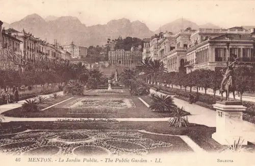 C017 Frankreich, Menton Der öffentliche Garten Vintage Postkarte