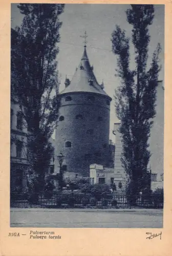 L177 Lettland Riga Pulverium Turm Vintage Postkarte