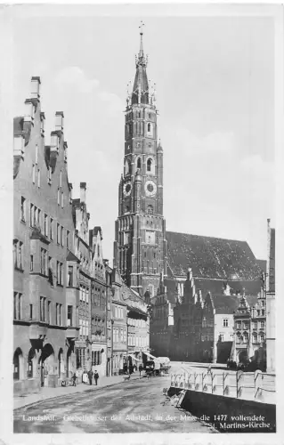 L181 Deutschland Landshut Giebelhaeuser Altstadt in der Mitte Vintage AK