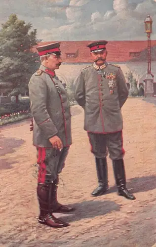 A095 WK 1916 Kaiser Wilhelm II und Paul von Hindenburg Castlen Posen Postkarte