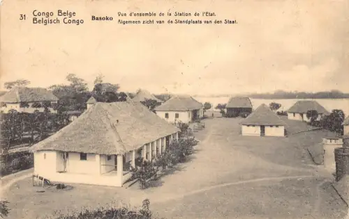 Belgisch Kongo Basoko Blick auf den Staatsbahnhof 1914 Vintage Postkarte B981