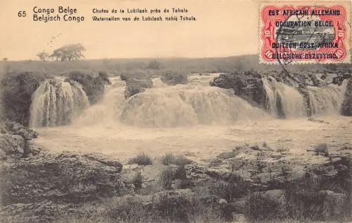Belgisch Kongo 1918 Lubilash Wasserfälle bei Tshala Vintage Postkarte B980