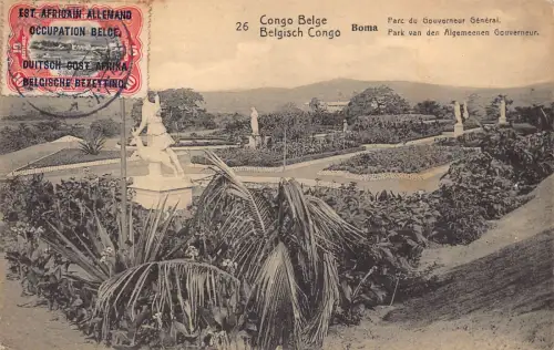Belgisch Kongo Boma Park des Generalgouverneurs Vintage Postkarte B984
