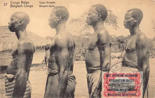 Belgisch Kongo Typ Bangala Ureinwohner Männer Ethno Postkarte B984