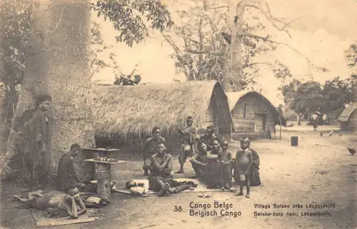 Belgisch-Kongo 1913 Bateke Dorf Leopoldville Ureinwohner Jungen ethnische Postkarte B984