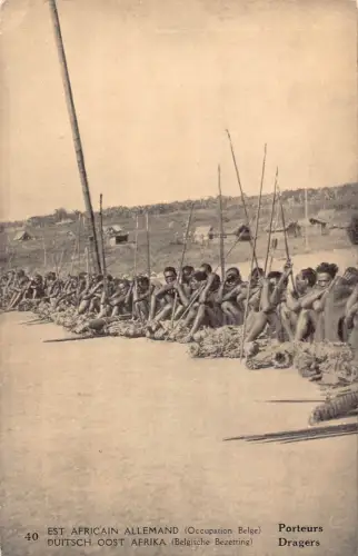 Deutsch Ostafrika Belgisch Ok Kongo Dragers Krieger Ethno Postkarte B984