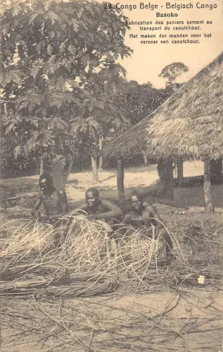 Belgisch Kongo Korb Handwerk für Gummitransport Ureinwohner Ethnos 1914 Postkarte B984