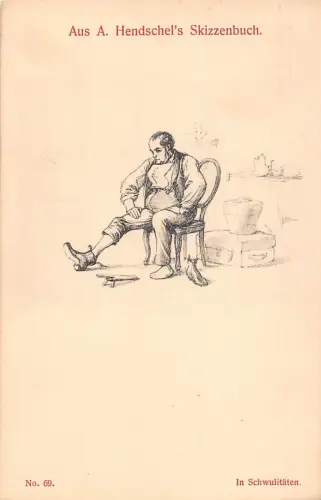 L076 Deutschland 1924 Karikatur A Hendschels Skizzenbuch "in Schwierigkeiten" Postkarte